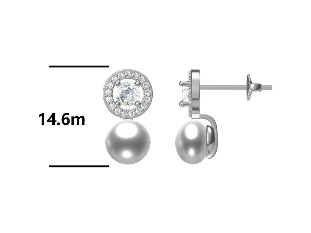 Silver Earrings Pearl 14.6 M