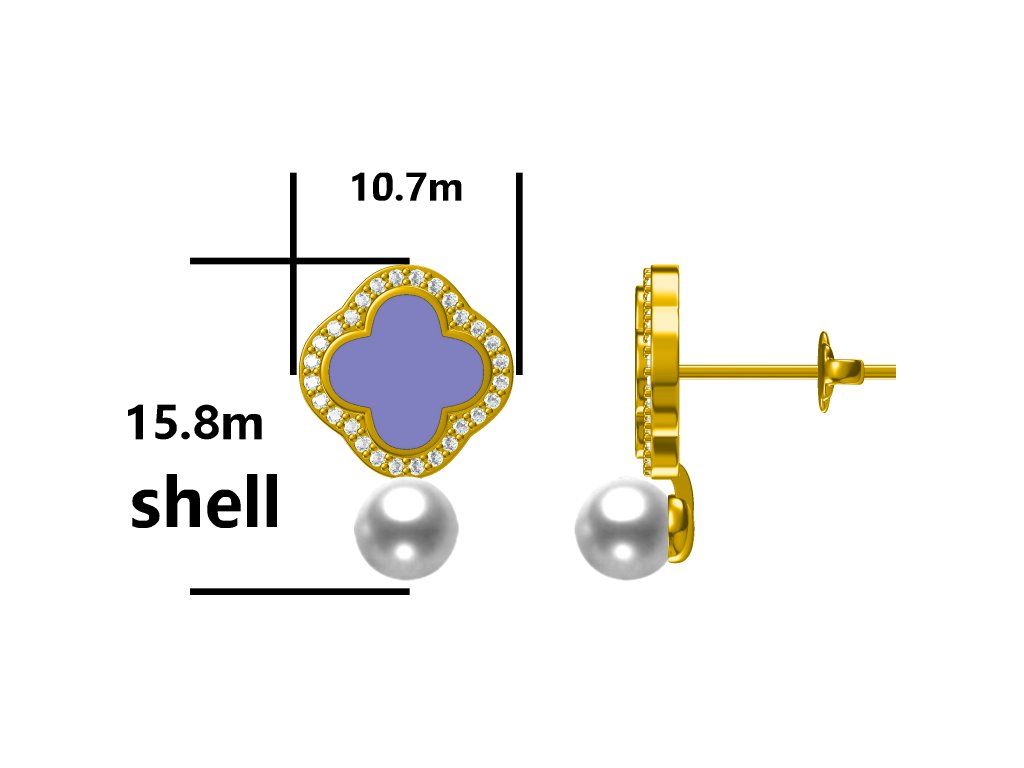 Sudraba auskari Pearl Shell Apzeltīti