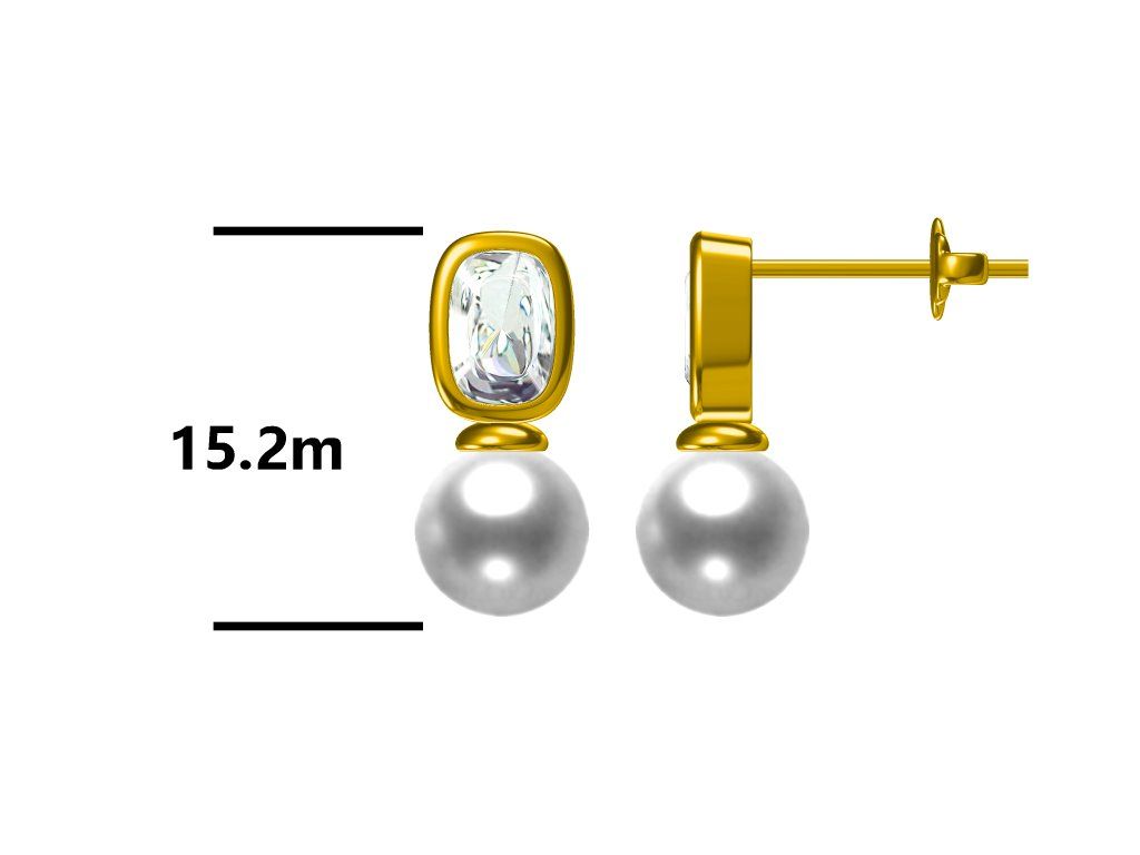 Silver Earrings Pearl Gold Plated