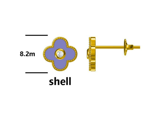 Sudraba Auskari Shell Zieds Apzeltīts