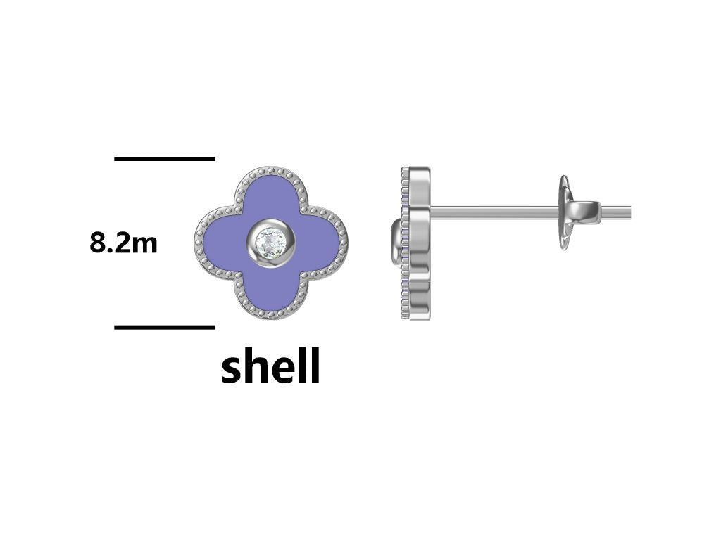 Silver Earrings Shell Flower