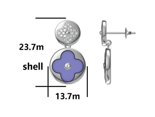 Sudraba auskari Shell Marokas āboliņš