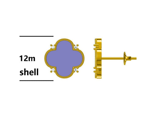 Sudraba auskari Shell apzeltīts Marokas āboliņš