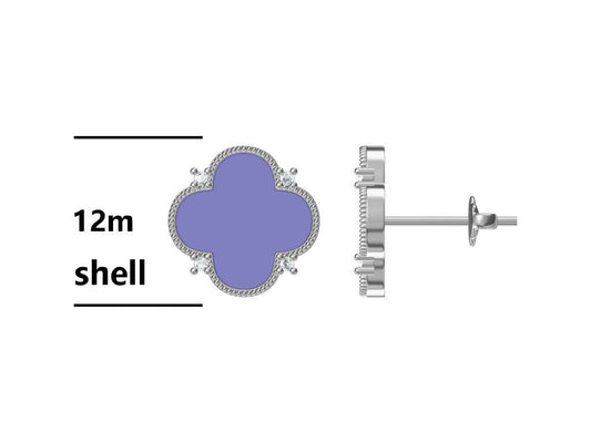 Sudraba auskari Shell Marokas āboliņš