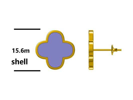 Sudraba auskari Shell apzeltīts āboliņš