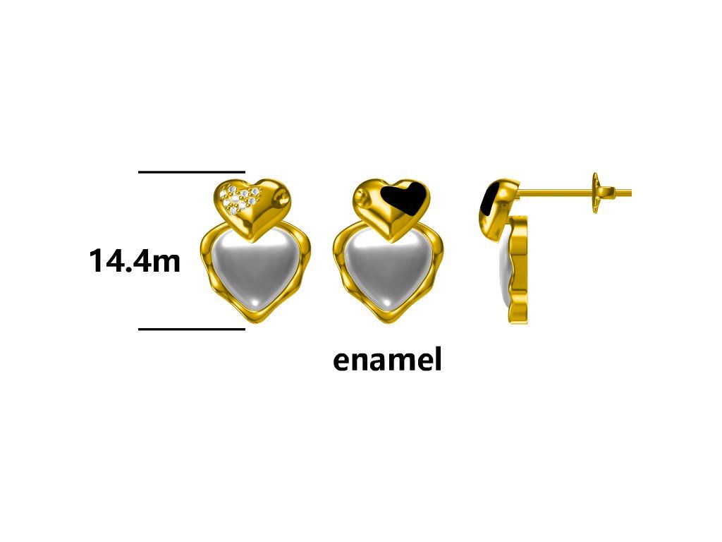 Silver Earrings Gold Plated Heart