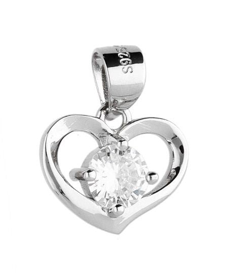 Silver Pendant Aand300 White Heart