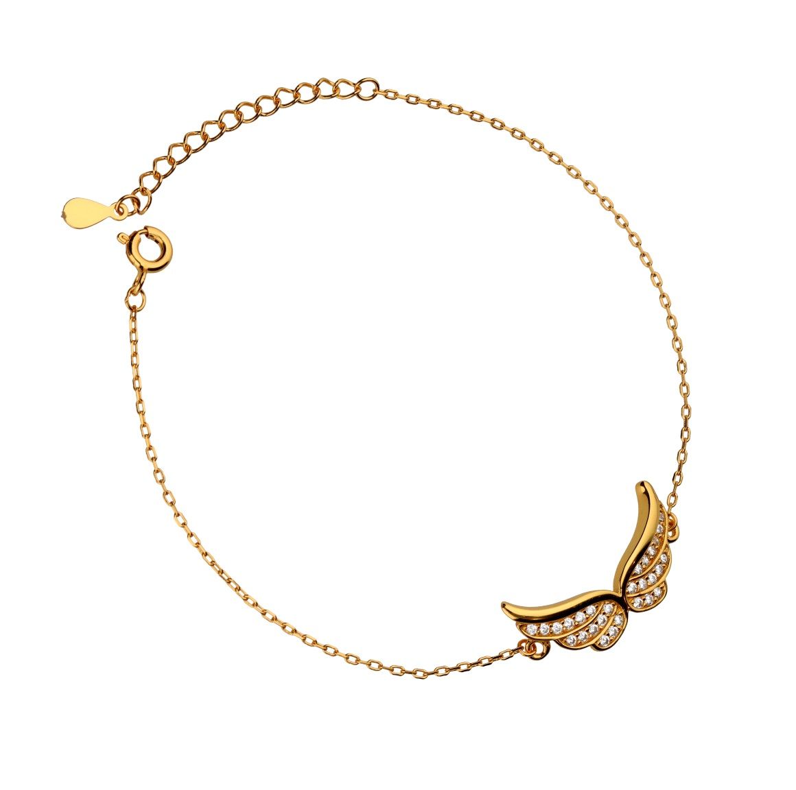 Silver Bracelet Gold Plated Wings