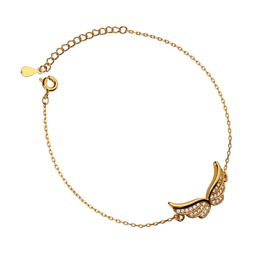 Silver Bracelet Gold Plated Wings