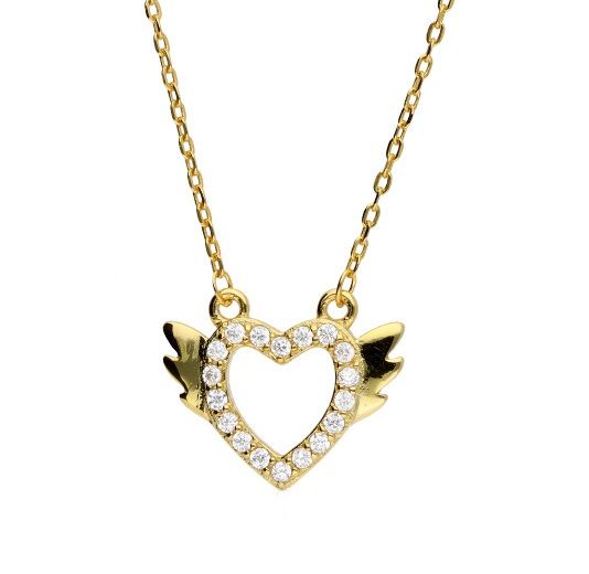 Silver Necklace Gold Plated Heart