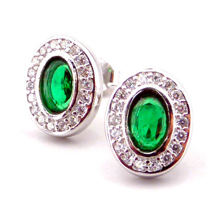 Silver Earrings Emerald