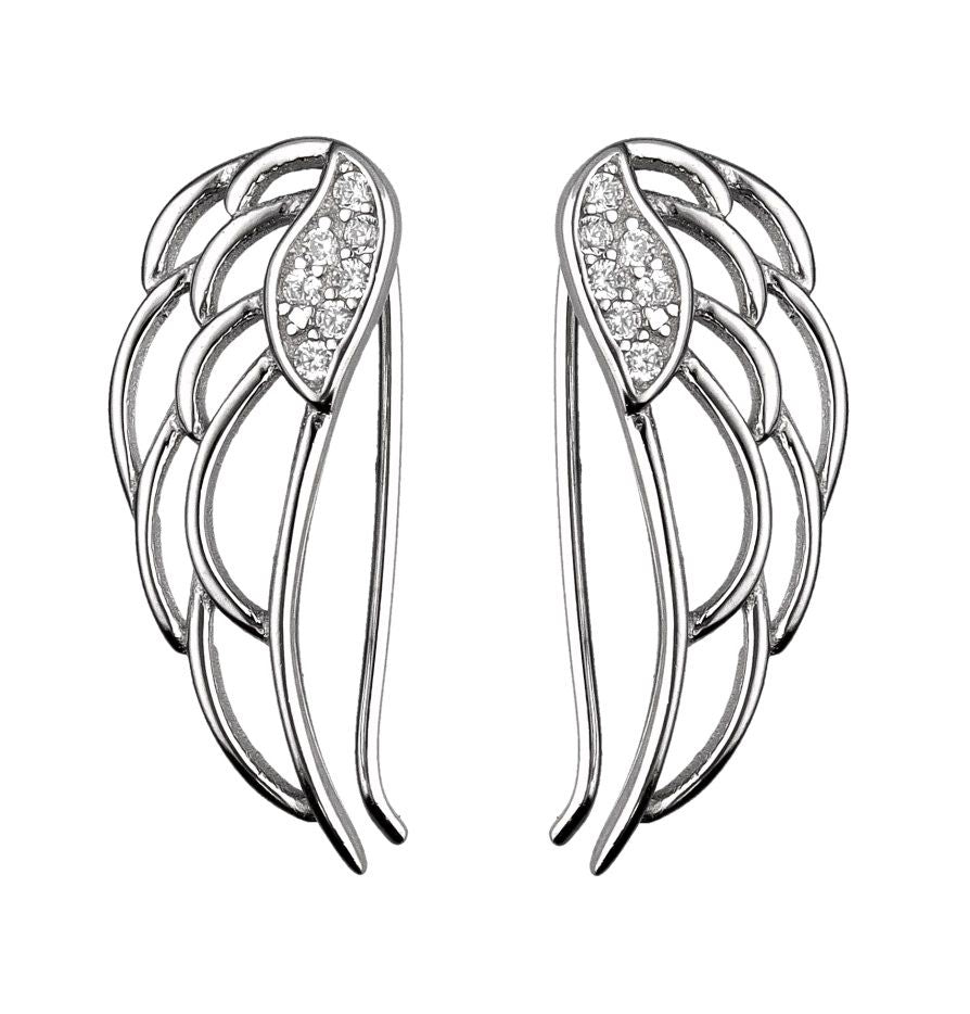 Silver Earrings Wings Ear Cup