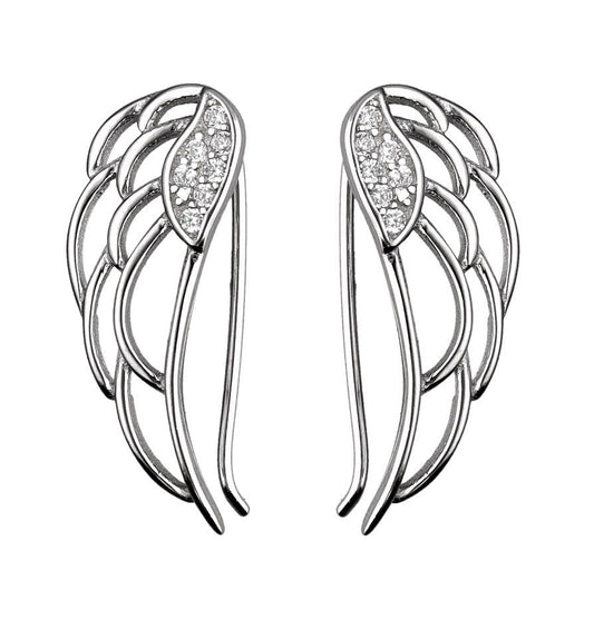 Silver Earrings Wings Ear Cup