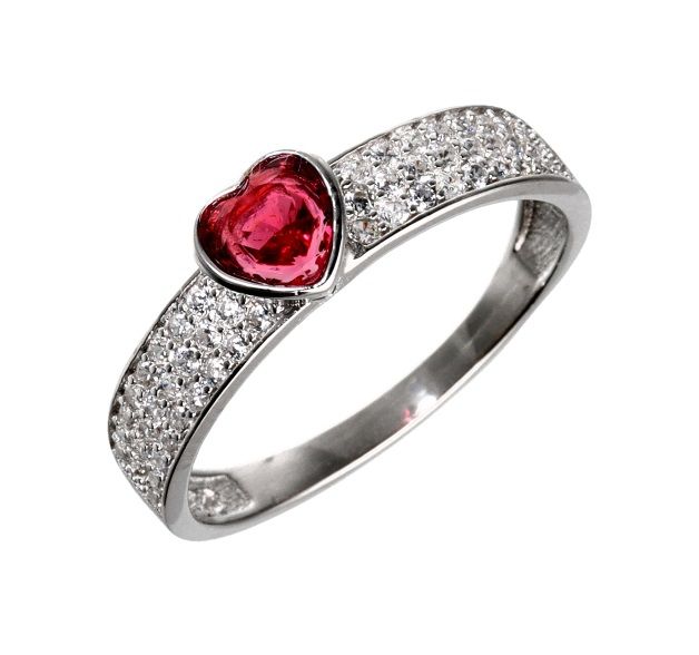 Silver Ring Us Size #6 #7 #8 Ruby ​​Heart