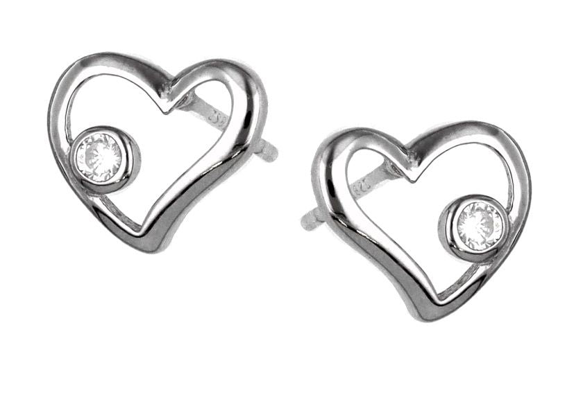 Silver Earrings t0943 Heart