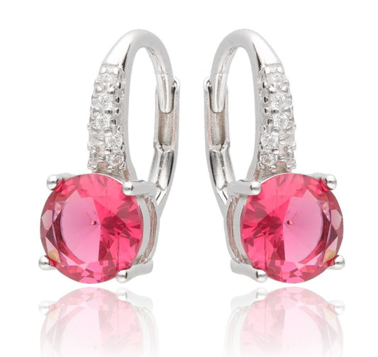 Silver Earrings Ruby