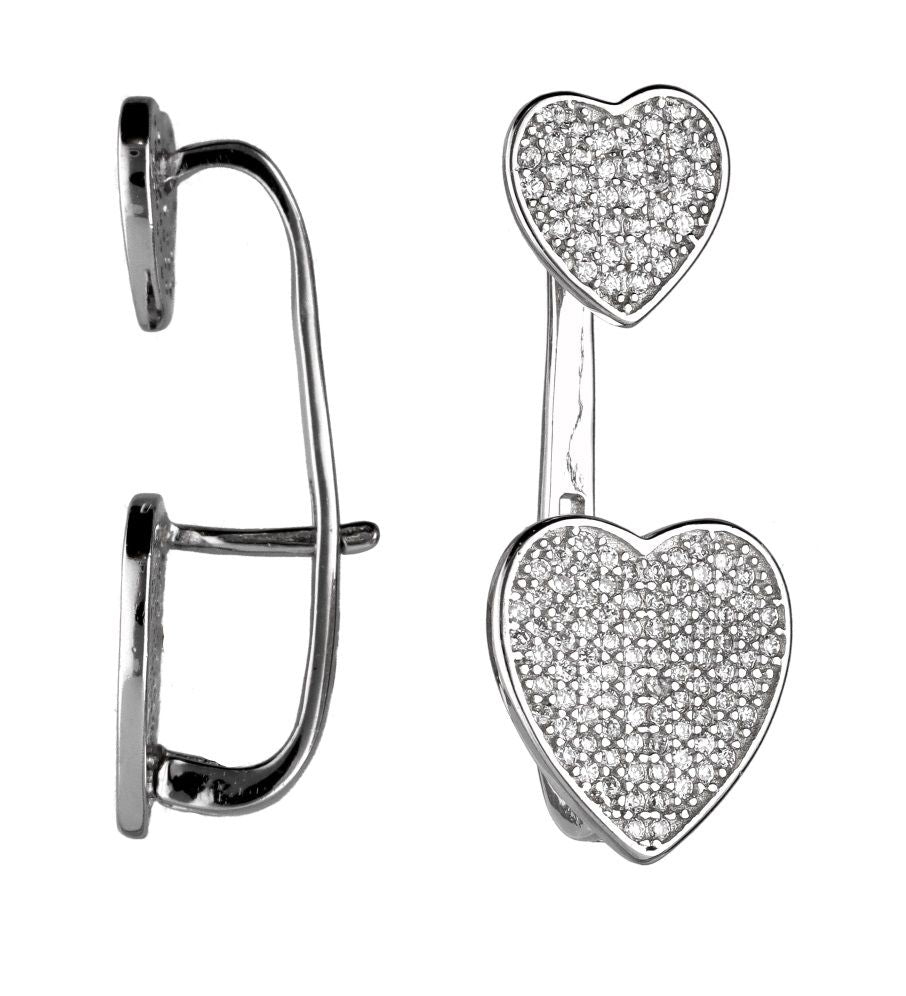 Silver Earrings Eder4 Heart Ear Cuff