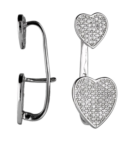 Silver Earrings Eder4 Heart Ear Cuff