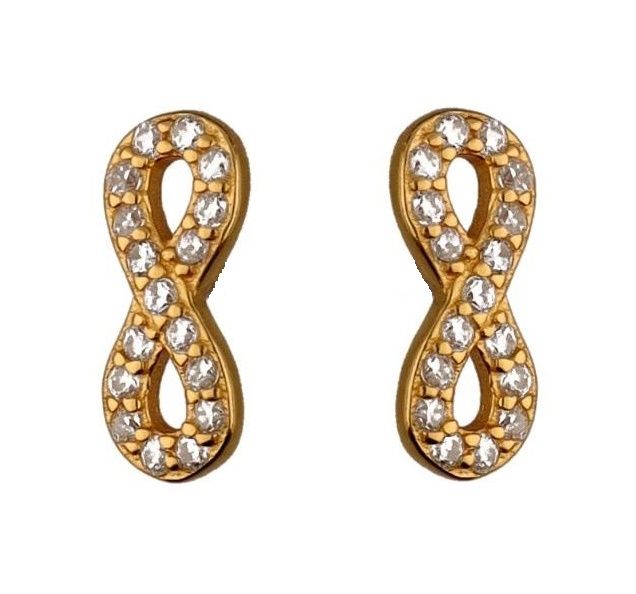 Silver Earrings Infinity Gold Plated